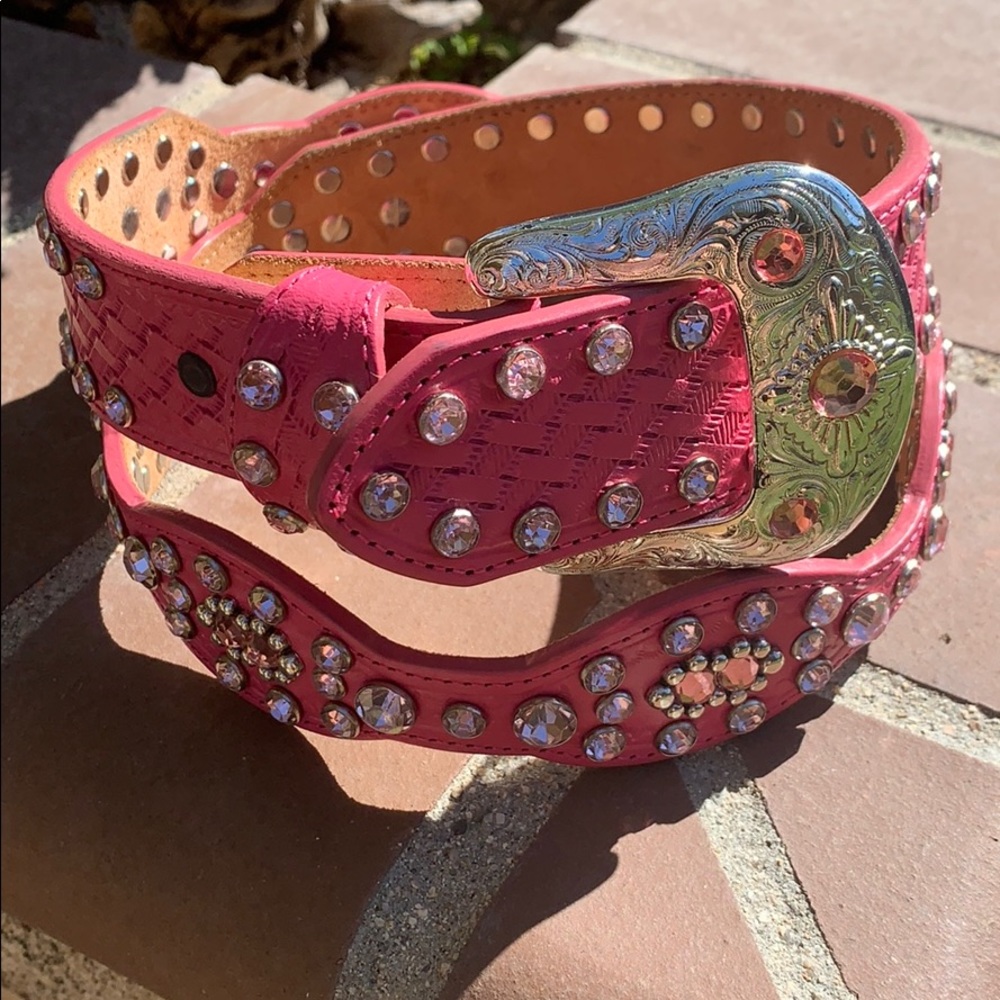 Belt pink blingy size 34